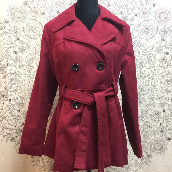 NWOT Red Peacoat, Size Large - Picture 6 of 8